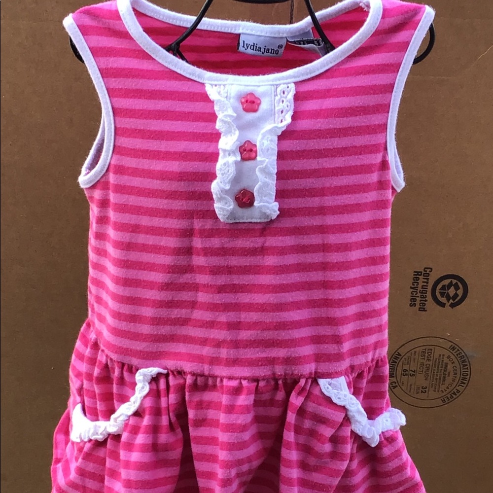Lydia Jane baby girl pink striped tunic tank 12m